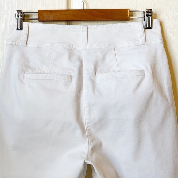 J. Crew Pleated Pant In White Garment Dyed Chino Size 4 Coastal Tapered Stretch - Picture 7 of 14